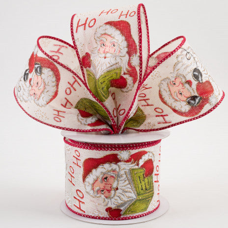 Nostalgic Snowflake Santa Ho Ho Ho Ribbon 2.5" x 10 yards