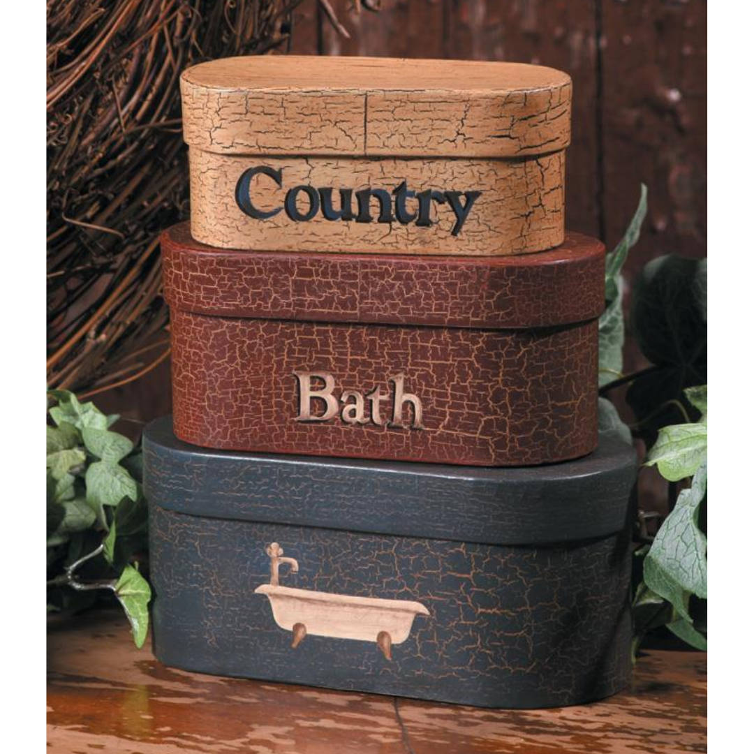 Set of 3 Country Bath Nested Boxes