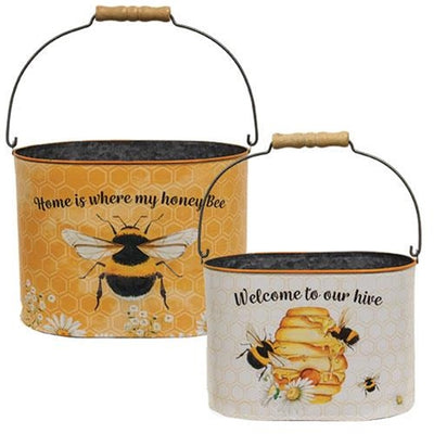 Set of 2 Honey Bee Oval Buckets
