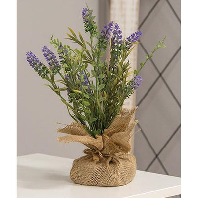 Purple Tabletop Faux Wildflowers With Burlap Base 12" H