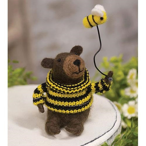 Buzzing Bear in Sweater Felt Ornament