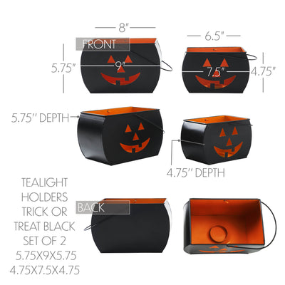 Trick or Treat Jack O' Lantern Tealight Holders Set of 2