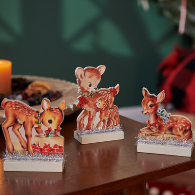 Set of 3 Christmas Nostalgic Deer Stand Up Set