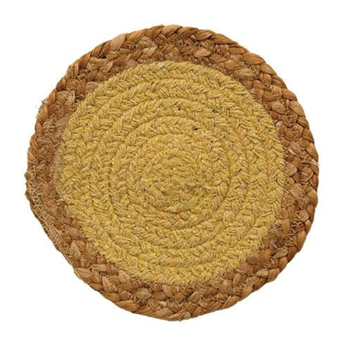 Yellow Jute & Cotton 6.75" Candle Mat