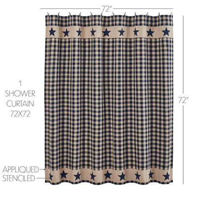 My Country Navy and Tan Shower Curtain 72" x 72"