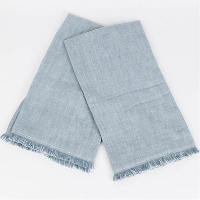 Set of 2 Soft Blue Chambray Tea Towels
