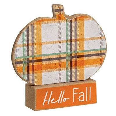 Set of 2 Hello Fall & Happy Fall Pumpkins on Base