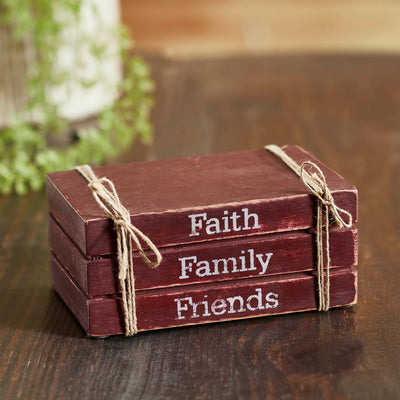 Faith Family Friends Faux Book Stack