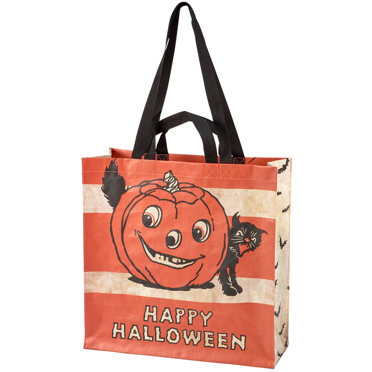 Retro Halloween Jack O' Lantern and Cat Market Tote