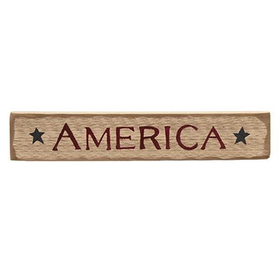 America with Blue Stars Distressed Barnwood Sign 20"