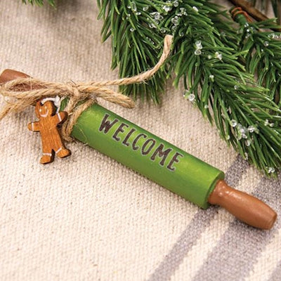 Welcome Wooden Decorative Mini Rolling Pin