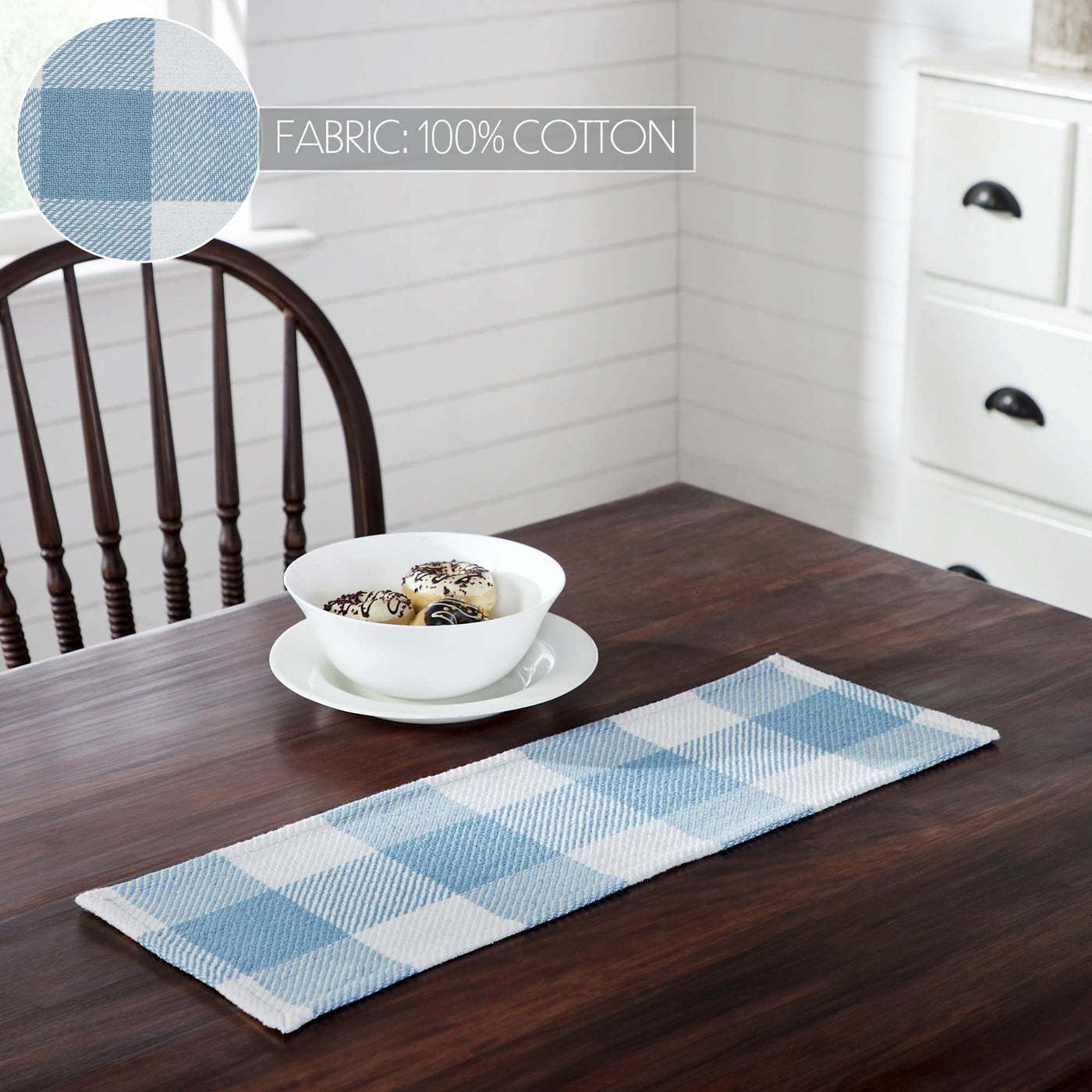 Annie Buffalo Blue Check 24" Table Runner