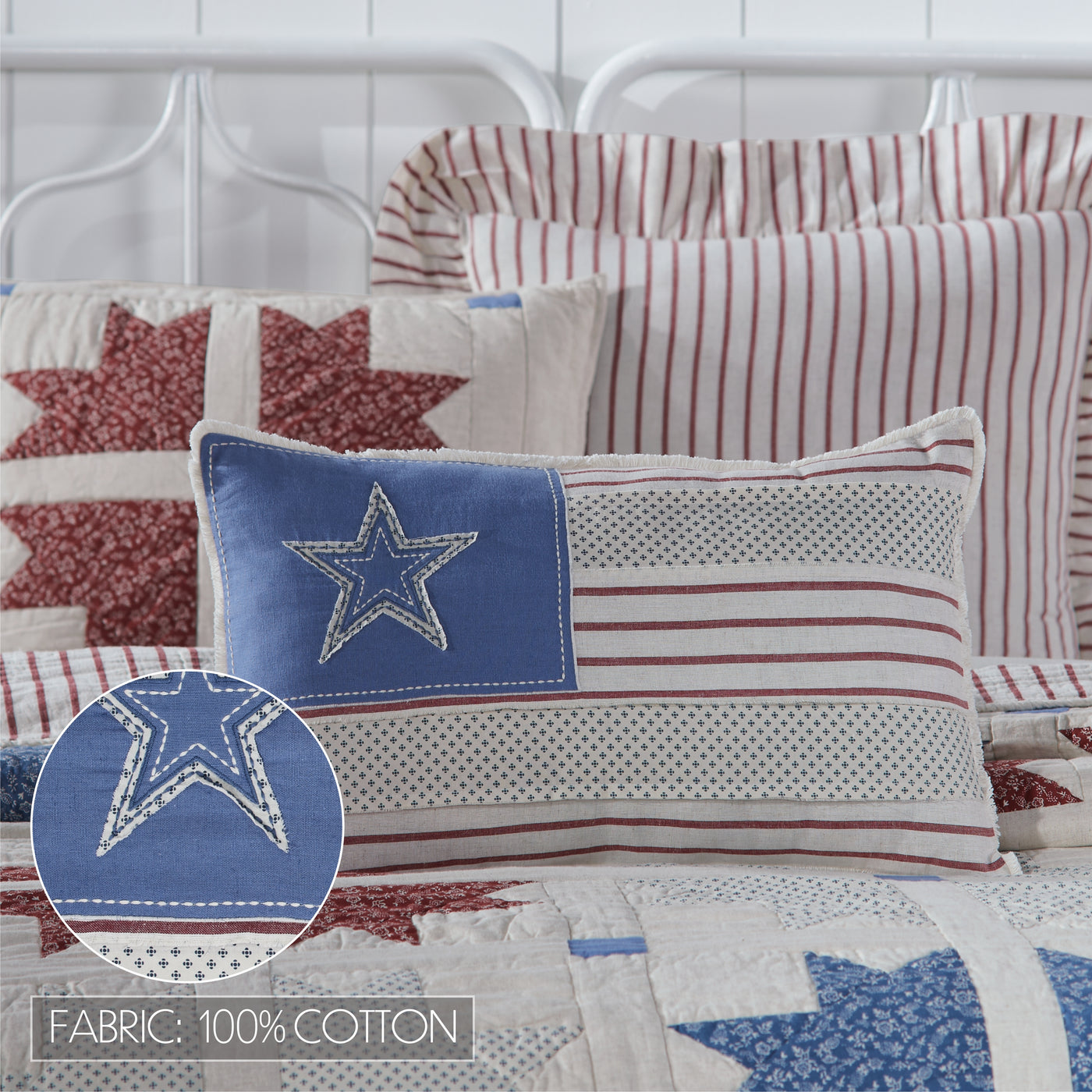 Americana Celebration Patchwork Flag 22" Pillow