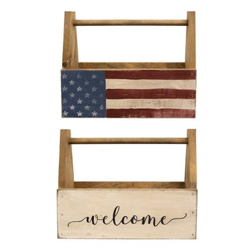 Americana Welcome Double Sided Wooden Tote