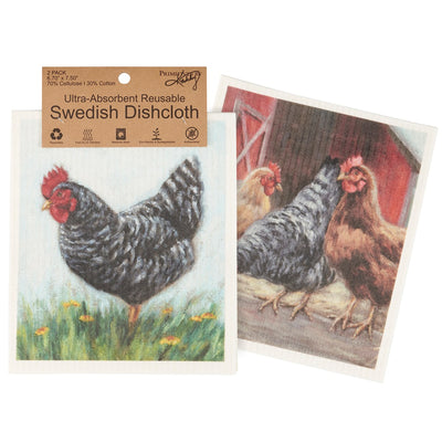 💙 Set of 2 Chickens  Swedish Dishcloth Set