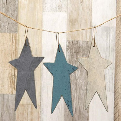 Set of 3 Farmhouse Colors Primitive Star Ornaments