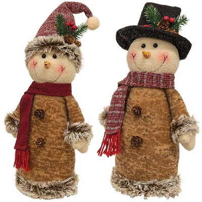 Mr and Mrs Woodsy Tree Snowman Fabric Figures