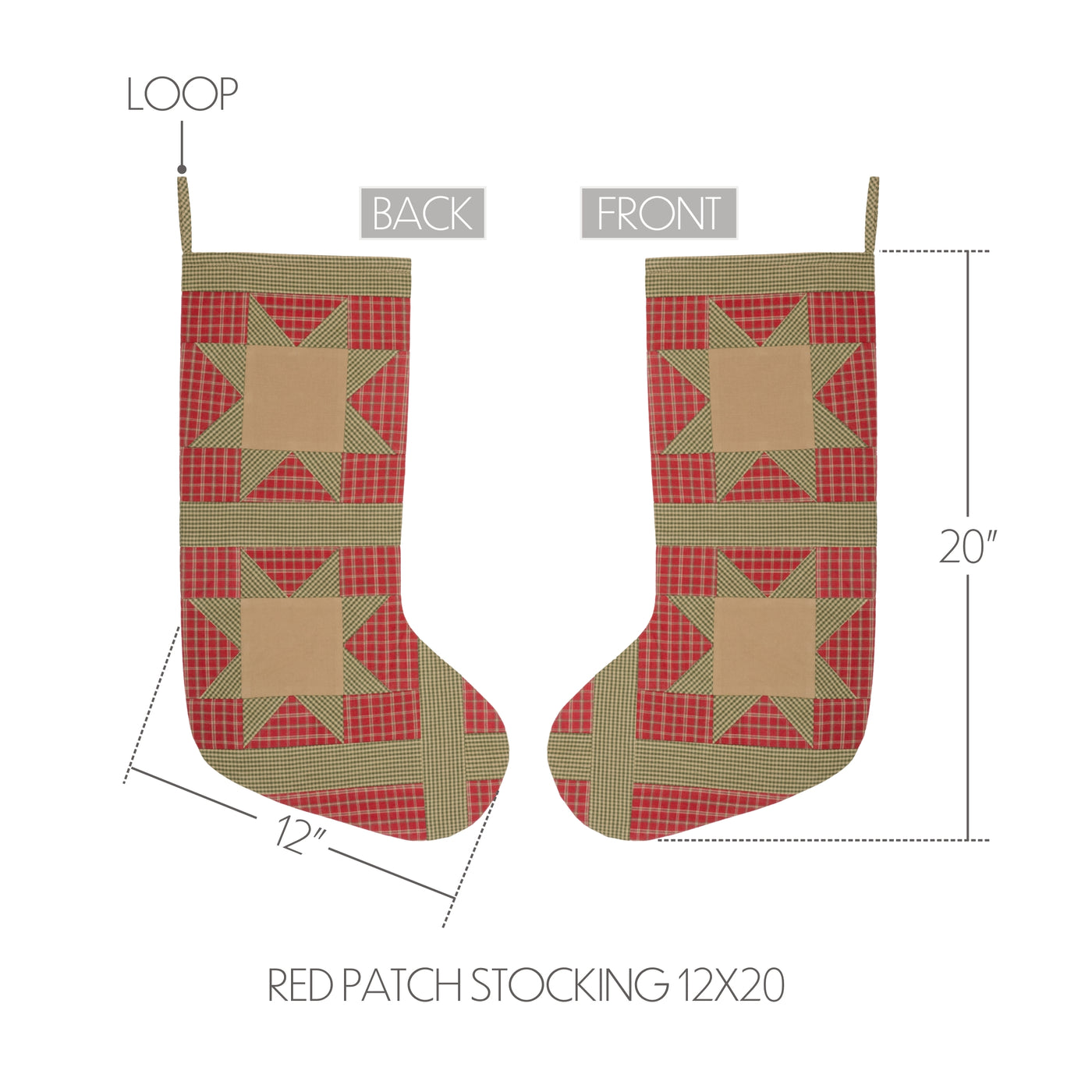 Dolly Star Red Patch Christmas Stocking 20"