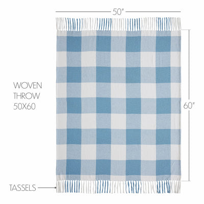 Annie Buffalo Check Blue Woven Throw 50" x 60"