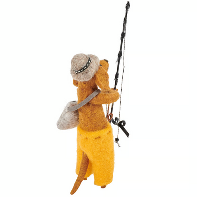 💙 Fishing Dog with Pole Felt Critter Figure