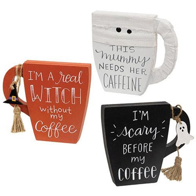 DAY 5 🎃 31 DAYS OF SPOOKYWEEN Set of 3 Halloween Mug Shaped SitterSigns