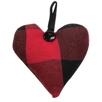 DAY 18 ✨ 25 Days of Ornaments ✨ Red & Black Buffalo Check Fabric Heart Ornament