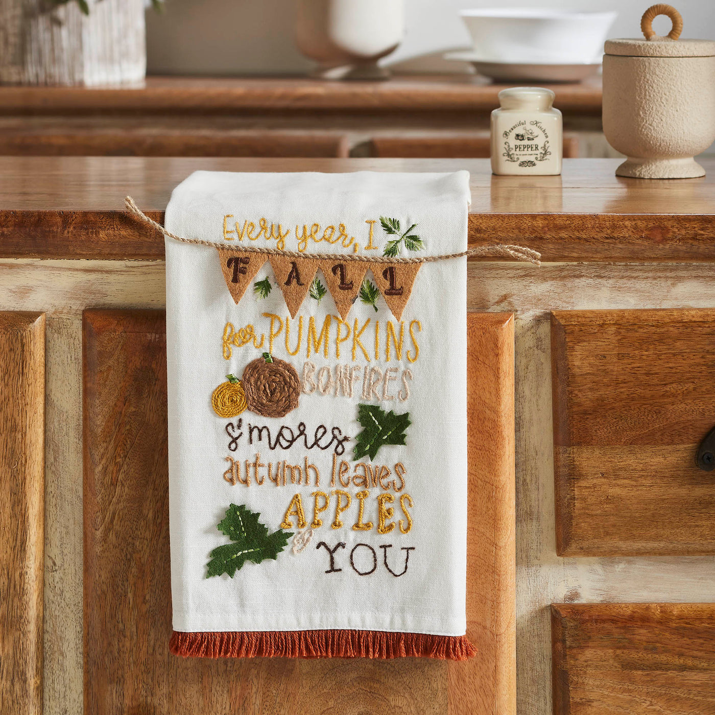 Every Year I Fall For Pumpkins Tea Towel
