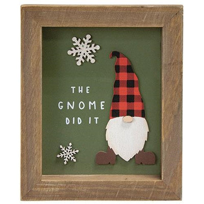 The Gnome Did It 7" Framed Winter Sign