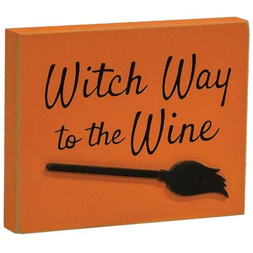 💙 Witch Way to the Wine 4" Block Sign