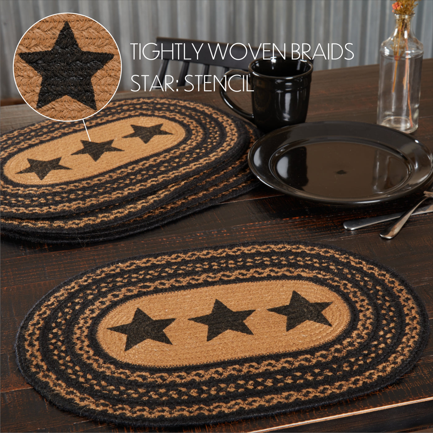 Set of 6 Farmhouse Jute Stencil Stars Placemat