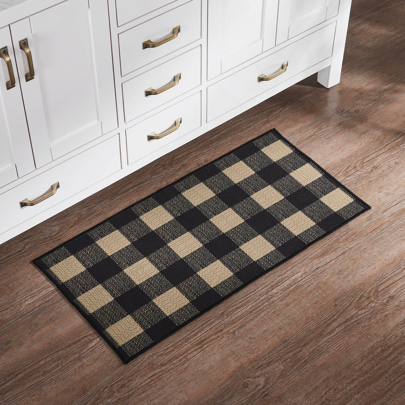 Black Check Indoor/Outdoor 36" Rectangle Rug