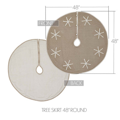 Pearly Button Snowflake Christmas Tree Skirt 48" Diameter