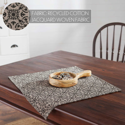 Black Tan Jacquard 20" Square Table Topper