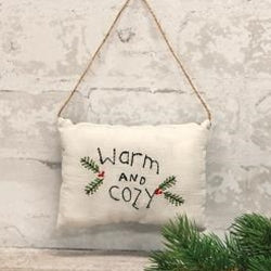 Warm & Cozy Embroidered Pillow Ornament