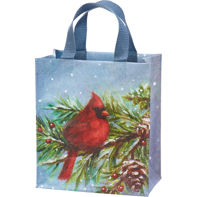 Cardinal on Pine Bough Small Daily Market Tote