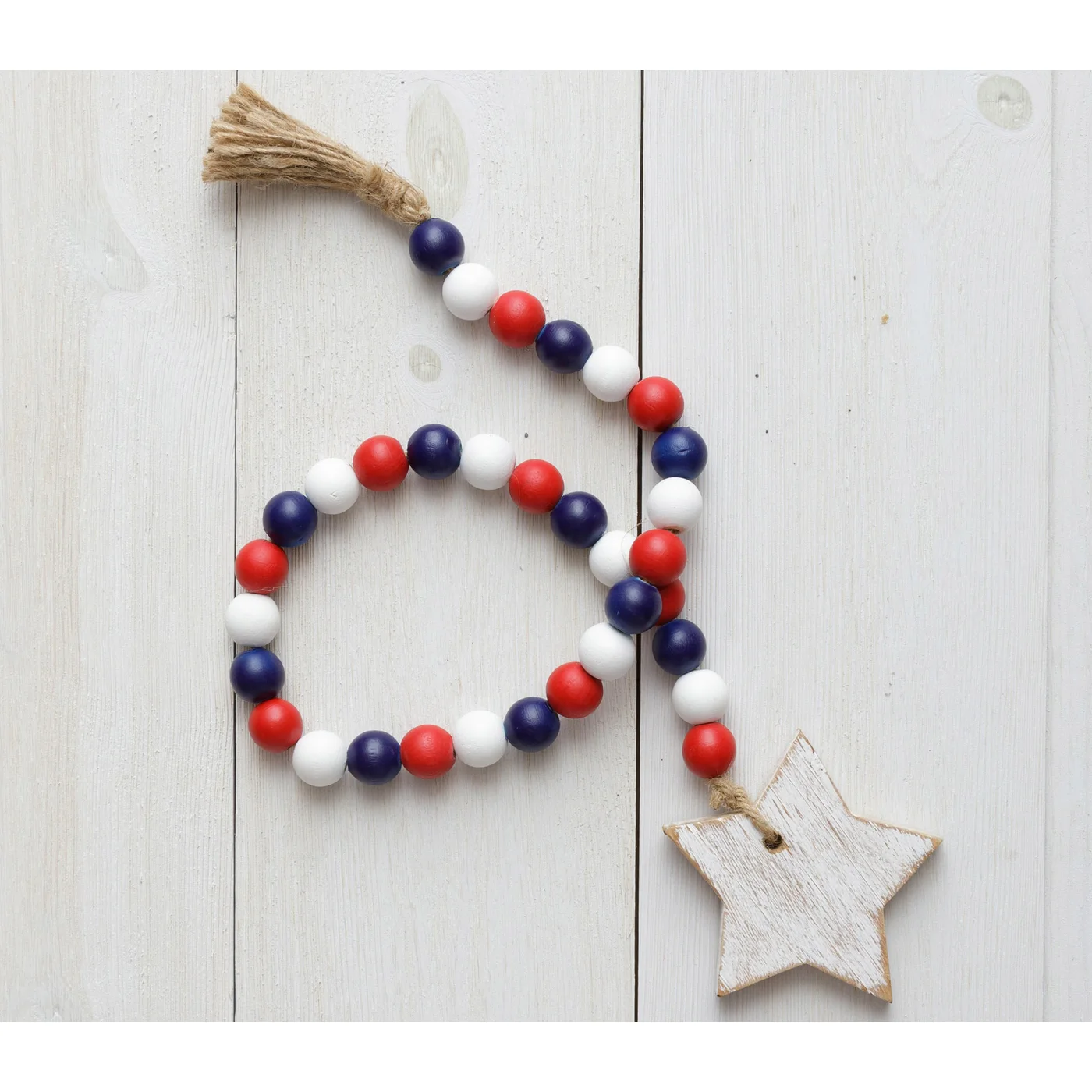 Red White and Blue Star Farmhouse Bead Garland