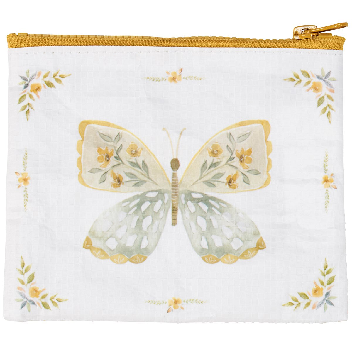 Yellow Butterfly Recycled Materials Zipper Wallet