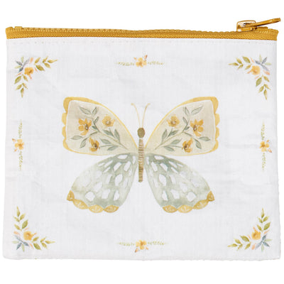 Yellow Butterfly Recycled Materials Zipper Wallet