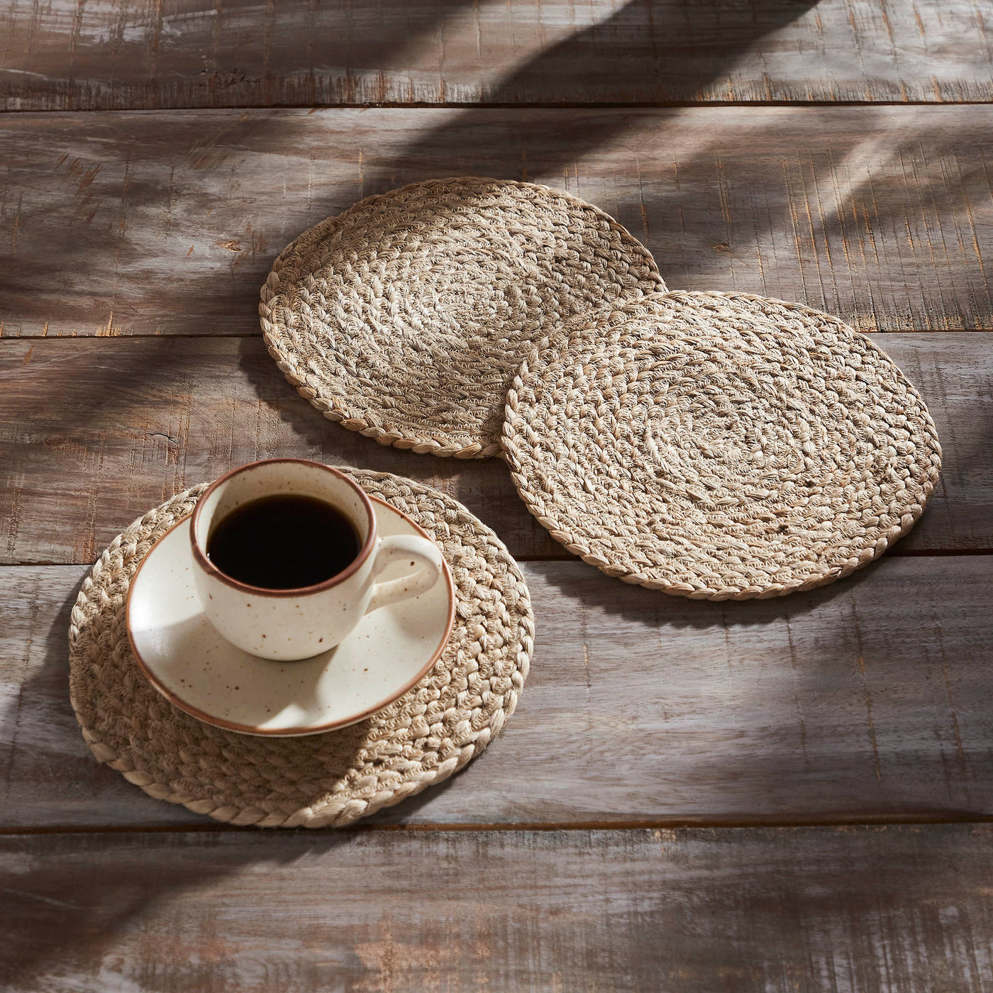 Set of 3 Natural Jute Trivet 8" diameter