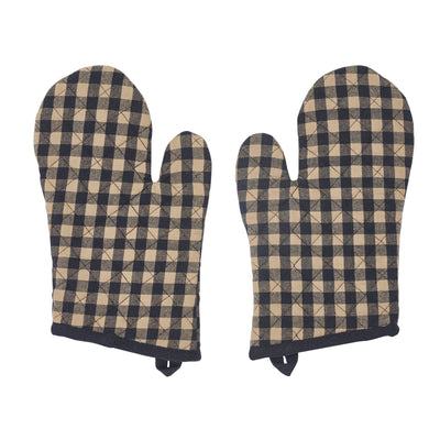 Set of 2 Black Check Oven Mitt Pot Holders