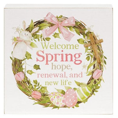 Welcome Spring Easter Florals 8" Box Sign