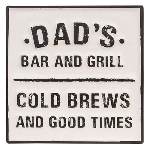 Dad's Bar & Grill 11.75" Distressed Metal Sign