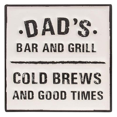 Dad's Bar & Grill 11.75" Distressed Metal Sign