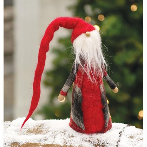 Santa Gnome With Long Hat Felt Figure 8.5" H