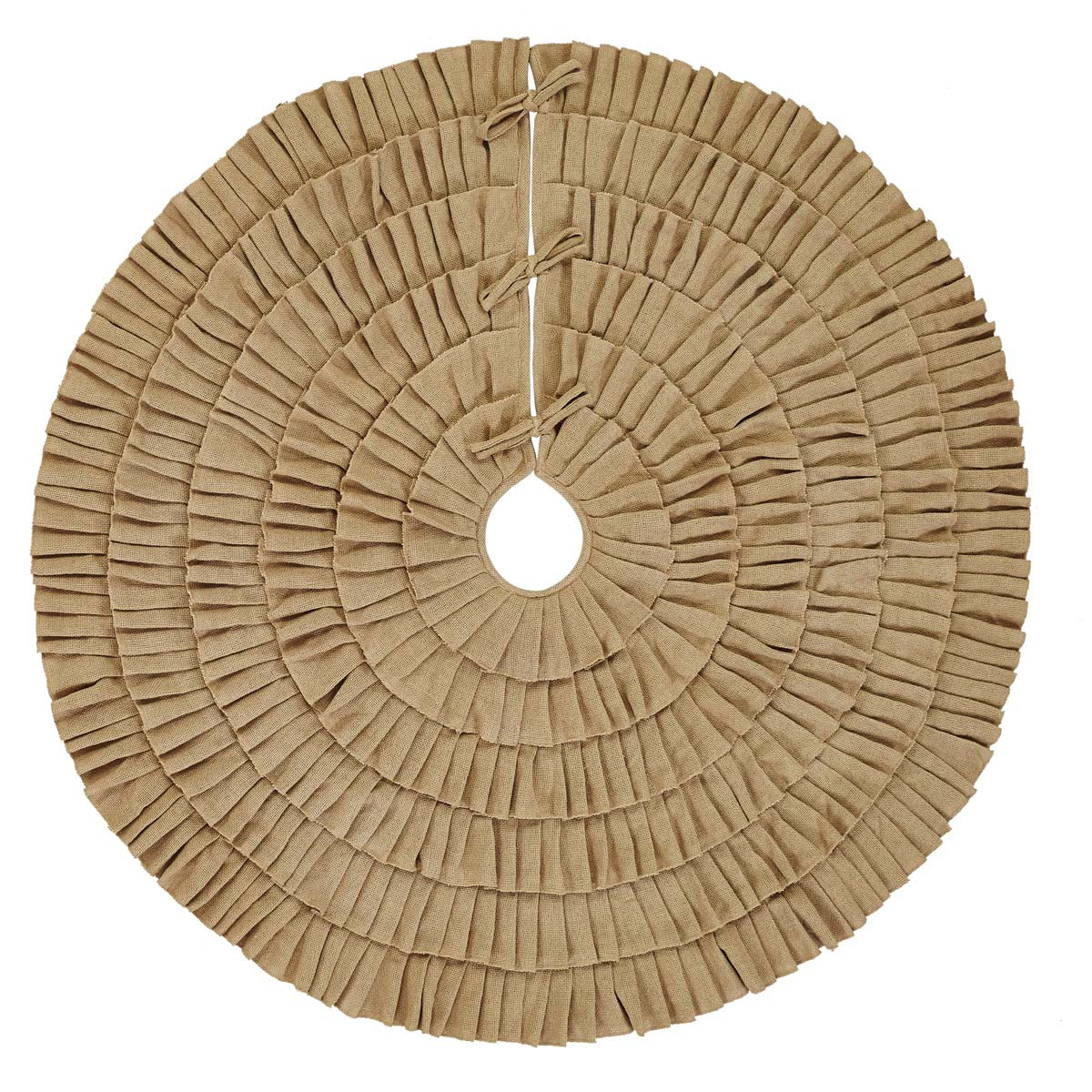 Festive Natural Burlap Ruffled Tree Skirt 48" diameter