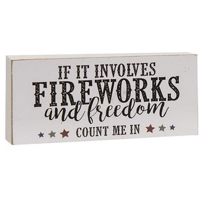 Set of 2 Old Glory Fireworks Small Wooden Blocks