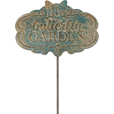 💙 Distressed Butterfly Garden Metal Stake