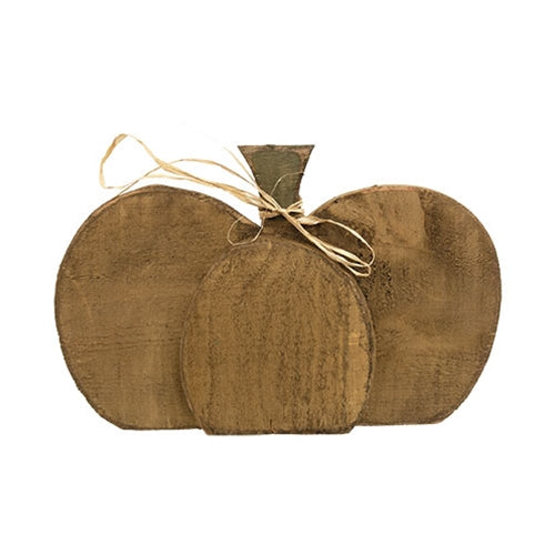 Rustic Wood Tan Chubby Pumpkin 11" H