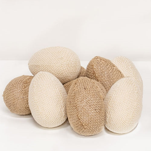 Set of 9 Natural & Ivory Burlap Eggs