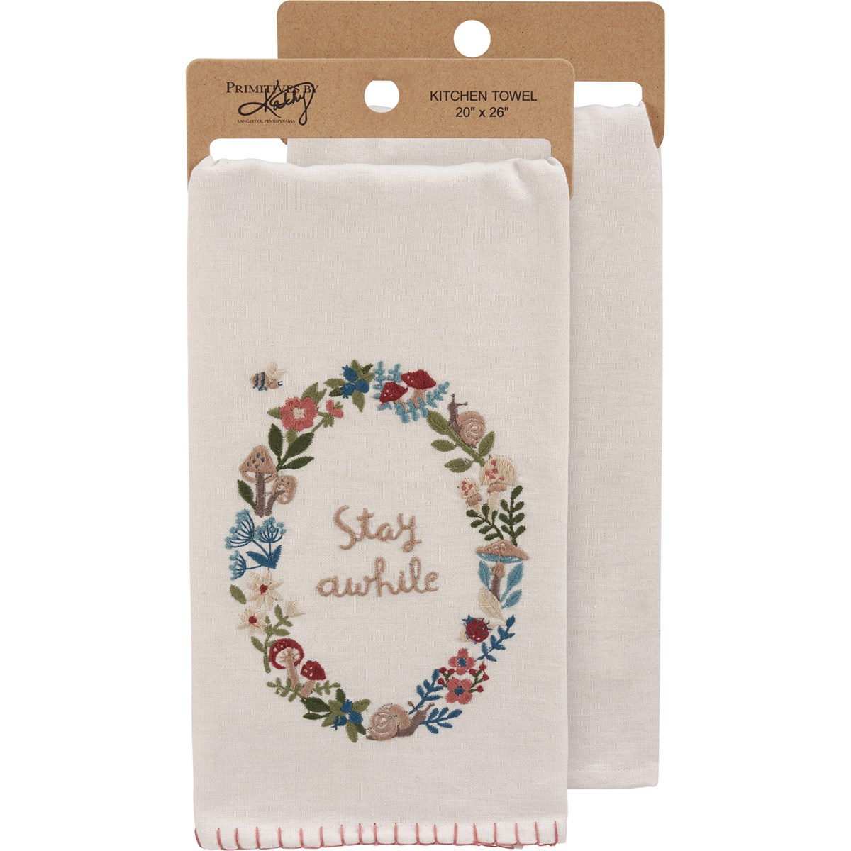 Stay Awhile Floral Cottagecore Kitchen Towel